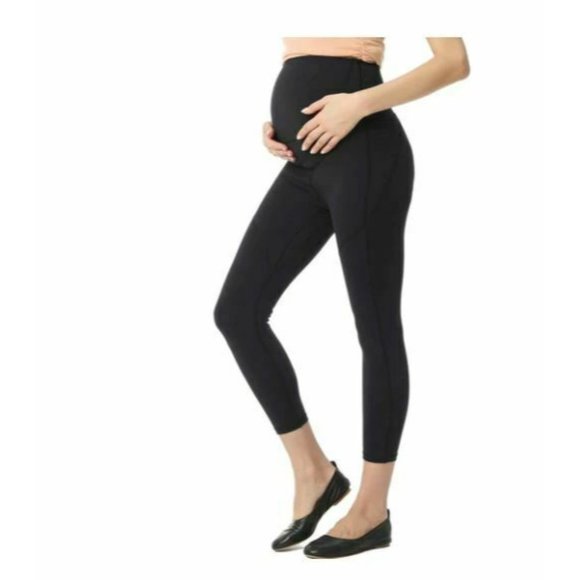 Kimi + Kai Maternity "Elle" High Performance Cropped Leggings Black XLarge $78 - Picture 3 of 5